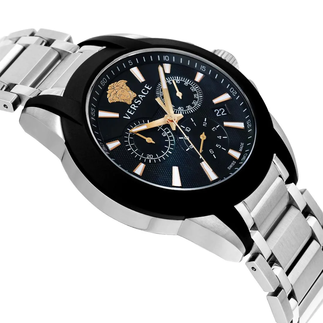 Versace Men 42 mm Size Black Round Dial Analog Watch- VEM800218